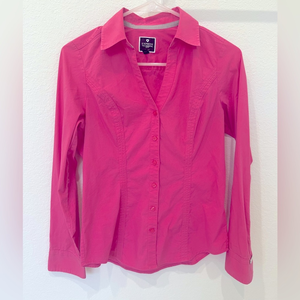 Pretty in Pink | Dark Pink Button Up Essential Blouse |